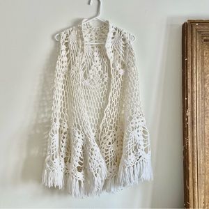 Vintage boho festival crochet shawl wrap